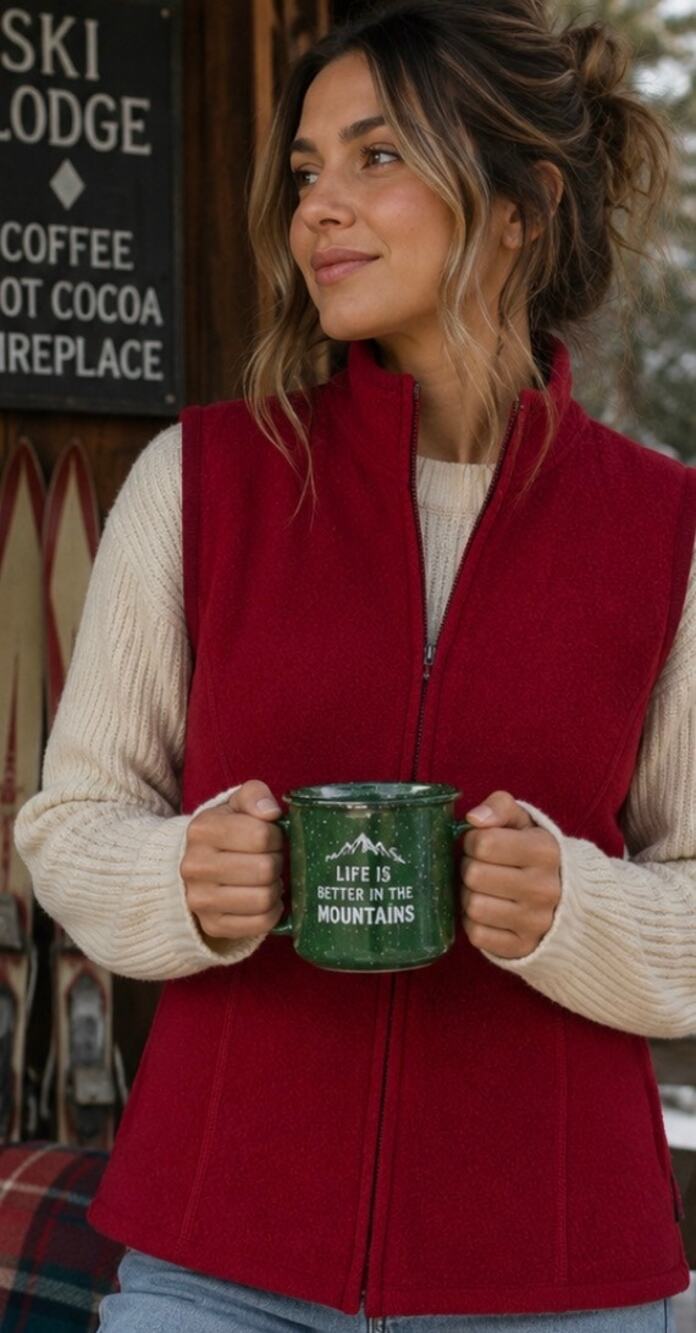 Woolrich Wool Ruby Red full Zip Vest Classic Outdoor Gorpcore warm minimalist M